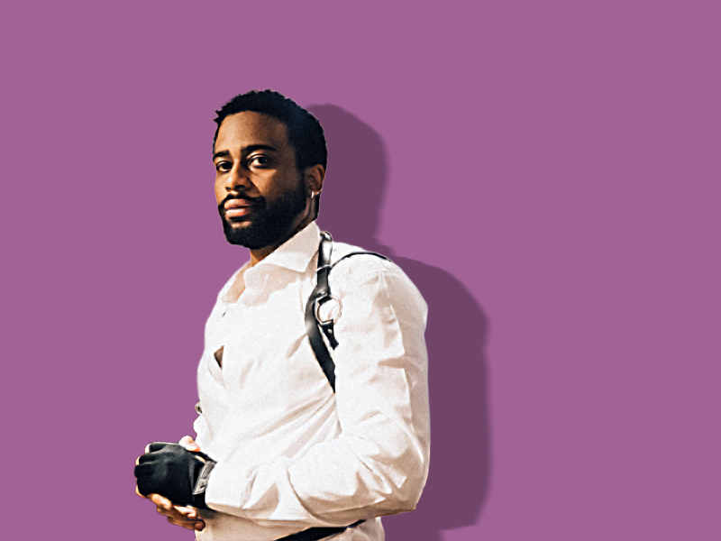A portrait image of Jae Sterling in front of a purple background